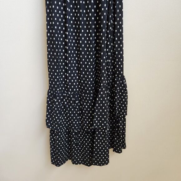 Knox Rose Dress Womens S Black Polka Dot Tiered Wrap Maxi Cottagecore Peasant - Picture 9 of 14